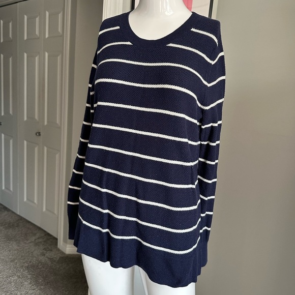 GAP Navy and White Striped Crew Neck Sweater - Picture 5 of 5